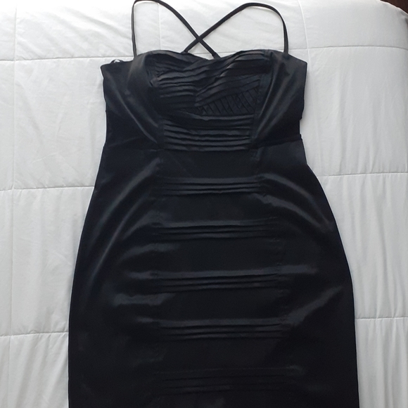 XOXO Black Satin Dress - Picture 7 of 11